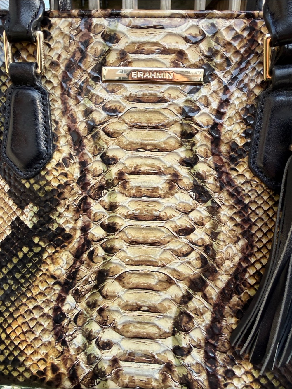Brahmin Mini Priscilla Crossbody Satchel Python Travertine Ballington Melbourne - Picture 8 of 16